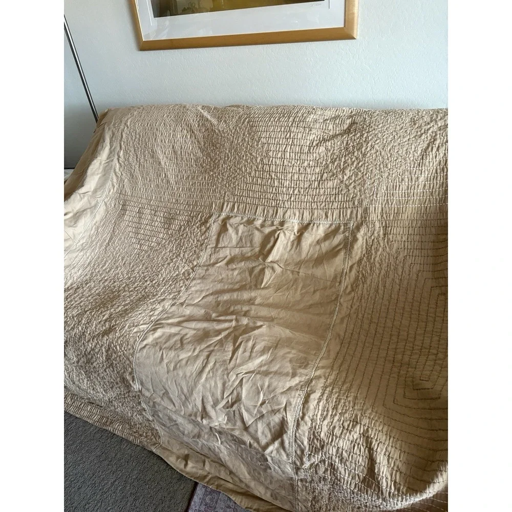 Donna Karan Luxe‎ Egyptian Cotton KING Gold  embroidered duvet no shams LOOK
